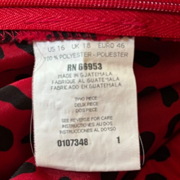 Vintage 90s Leslie Fay Red Leopard Animal Print Midi Skirt 16 XL VLV Mob Wife - Picture 8 of 8